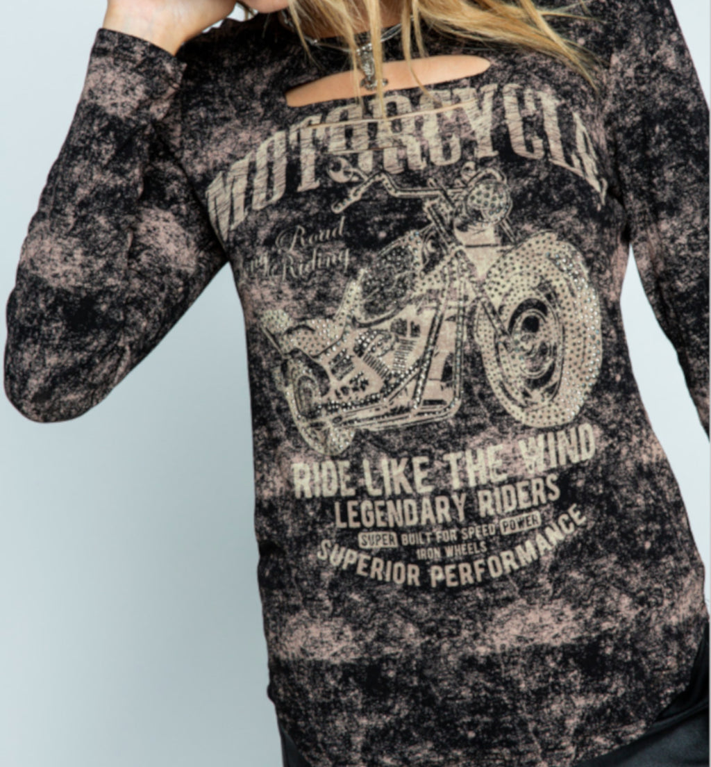 Alternative Biker Girl Motorcycle Graphic T-Shirt