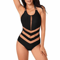 Army Green Mesh One-Piece Summer Bathing Suit Large / Black MonoKini Edgy Couture