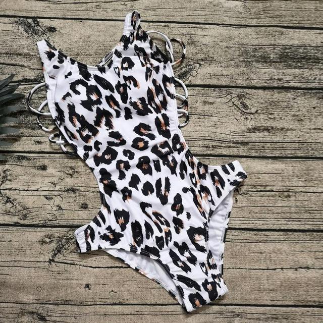 Enchanting White Leopard One-Piece Backless Monokini SwimSuit  One-Piece Edgy Couture