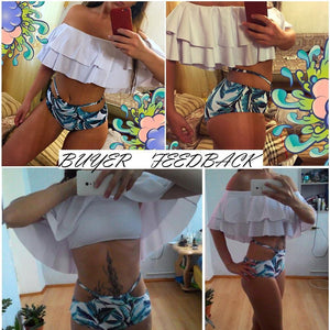 Florida Girl Ruffles High Waist Floral 2pc Swimsuit Sexy Bikinis  Bikinis Edgy Couture