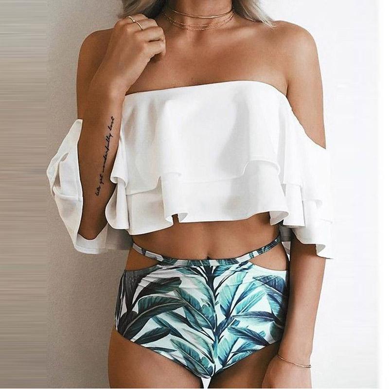 Florida Girl Ruffles High Waist Floral 2pc Swimsuit Sexy Bikinis  Bikinis Edgy Couture