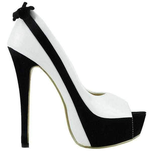 Women's Classic Black &amp; White Peep Toe Dress Shoes  Pumps Edgy Couture