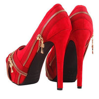 Women's Edgy Red Punk Rock Peep Toe Dress Pumps  Pumps Edgy Couture