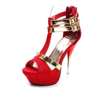 Hot Red Gold Accent Wedding Platform High Heels  High Heels Edgy Couture