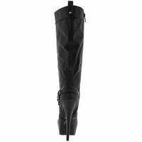 Sexy Black Silver Chain Platform Knee High Dress Boots  Boots Edgy Couture