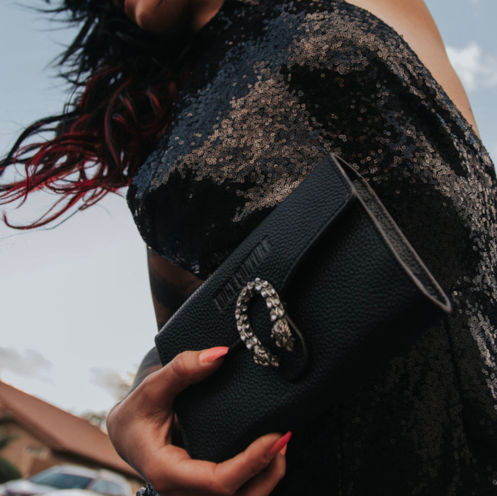 Vintage Black Luxury Rhinestone Designer Hand Bag