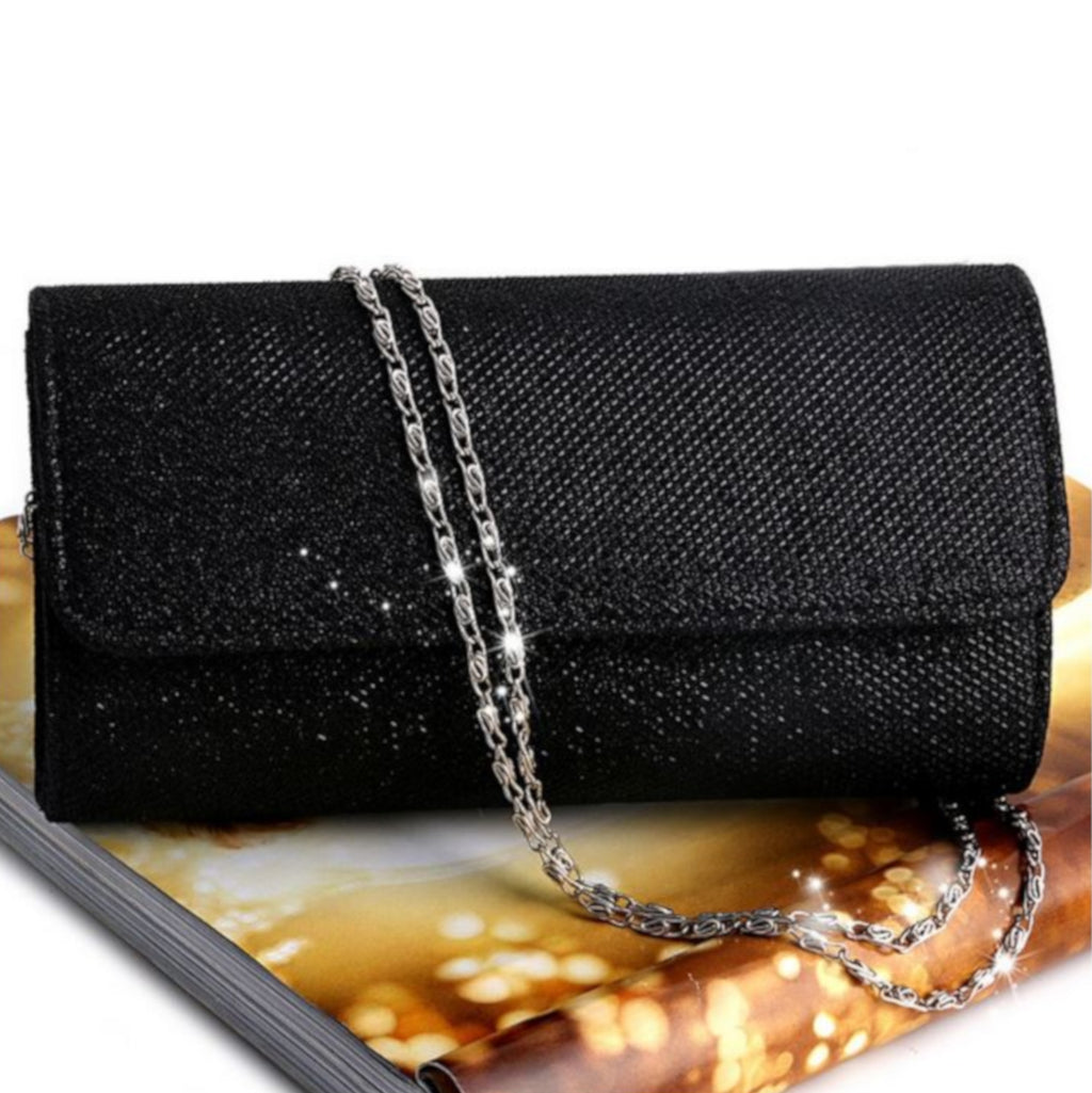 Sparkling Black Bridal Clutch Envelope Handbag