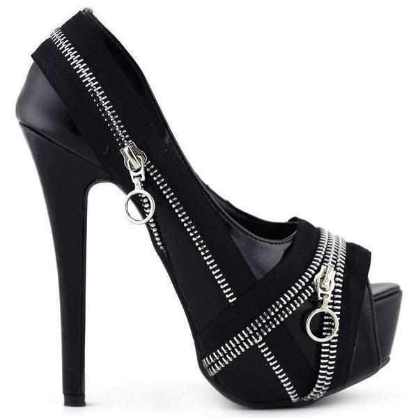 Women's Edgy Black Punk Rock Peep Toe Dress Pumps  Pumps Edgy Couture