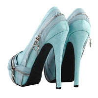 Women's Baby Blue Punk Rock Peep Toe Dress Pumps  Pumps Edgy Couture