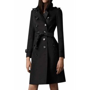 Womens Black Double Breasted Trench Coat Lightweight Rain Jacket  Trench Coat Edgy Couture