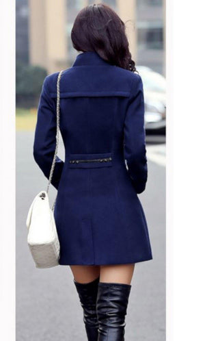 Womens Blue Double Breasted Lightweight Peacoat Dress Jacket  Pea Coat Edgy Couture