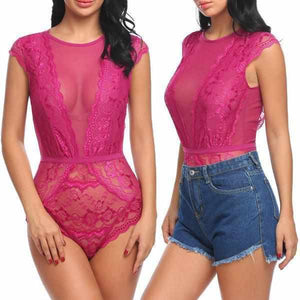 Women's Desirous Pink Mesh Sleeveless Babydoll Teddy XXL / Pink Bodysuit Edgy Couture