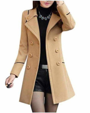 Womens Khaki Tan Double Breasted Light Weight Pea Coat  Pea Coat Edgy Couture