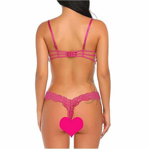 Women's Risque Pink Striped Lingerie Teddy  Bodysuit Edgy Couture