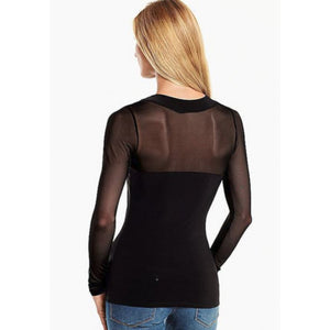 Womens Sexy Black Sheer Long Sleeve Mesh Party Blouse  Blouse Edgy Couture