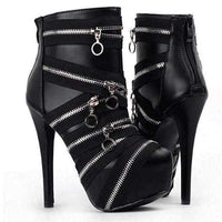 Midnight Black SteamPunk Mummy Bandage Platform Ankle Boot Stilettos  Ankle Boots Edgy Couture