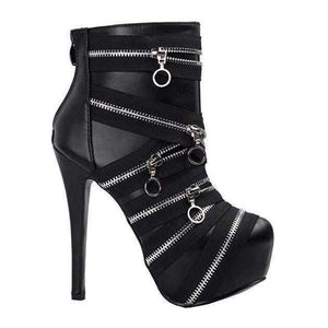 Midnight Black SteamPunk Mummy Bandage Platform Ankle Boot Stilettos  Ankle Boots Edgy Couture